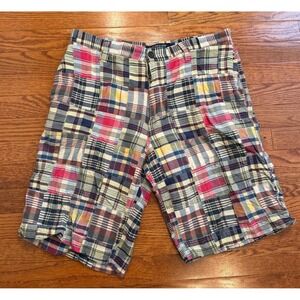Old Navy Surplus Patchwork Madras Plaid Shorts‎ Mens 32 Vibrant Preppy Y2K 90s